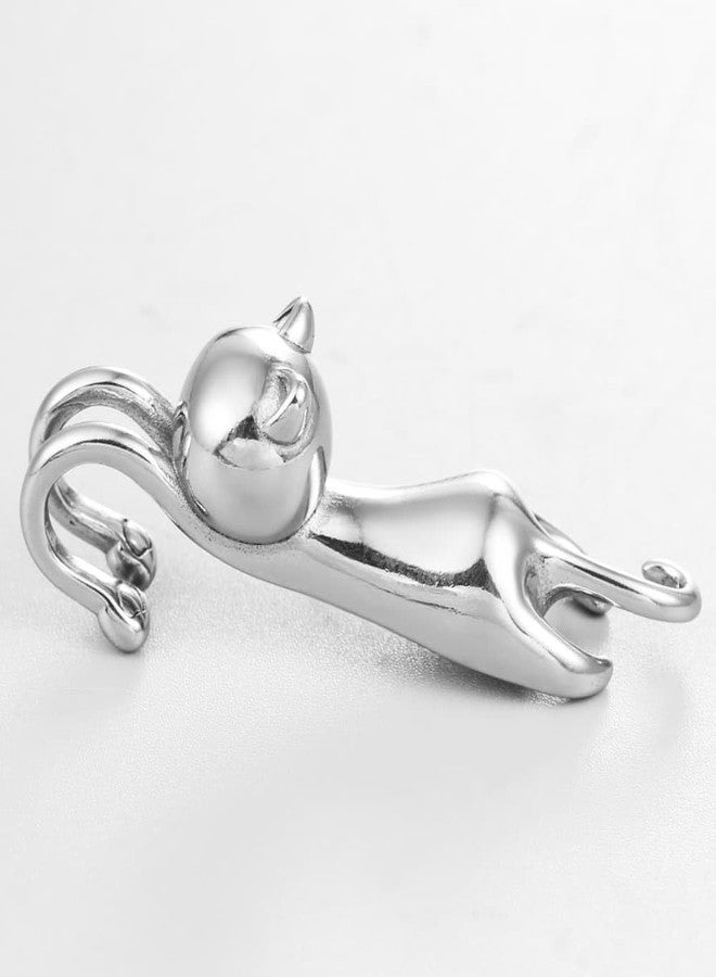 Earblity 1 Pair ear weight Cute Cat Dangle gauges for ear lobe 2g(6mm) Dangle Ear Tunnels Plugs 316 Stainless Steel silver Ear Weight Plugs Hypoallergenic expander Piercing Body Jewelry - Image 3
